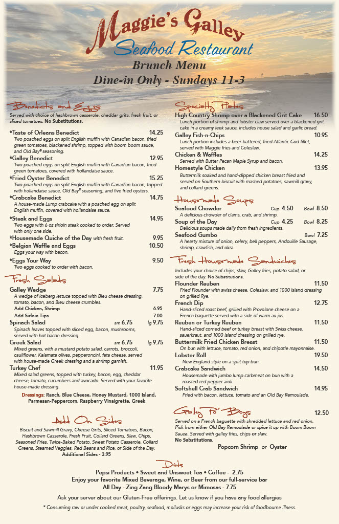 Menu Seafood Restaurant Waynesville NC  MG Brunch Menu1024 1 Maggies Galley