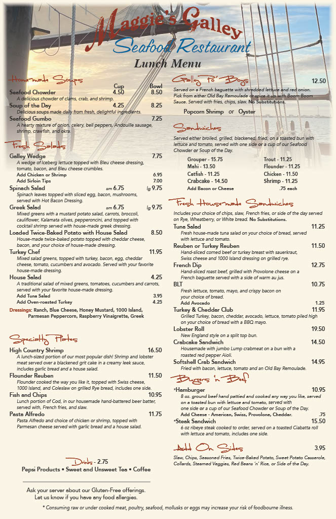 Menu Seafood Restaurant Waynesville NC MG Lunch Menu1024 1 Maggies Galley Menu Seafood Restaurant Waynesville NC MG Lunch Menu1024 1 Maggies Galley
