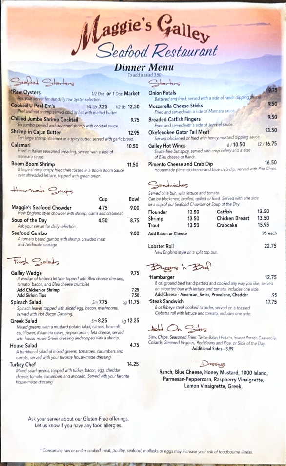 Menu Seafood Restaurant Waynesville NC MGDinnerpic1 8 26 Maggies Galley Menu Seafood Restaurant Waynesville NC MGDinnerpic1 8 26 Maggies Galley